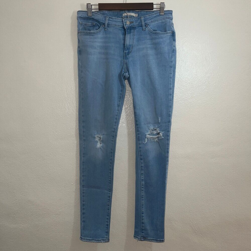 Levi's Women's 711 Skinny Jeans Light Wash Distressed Denim Pants